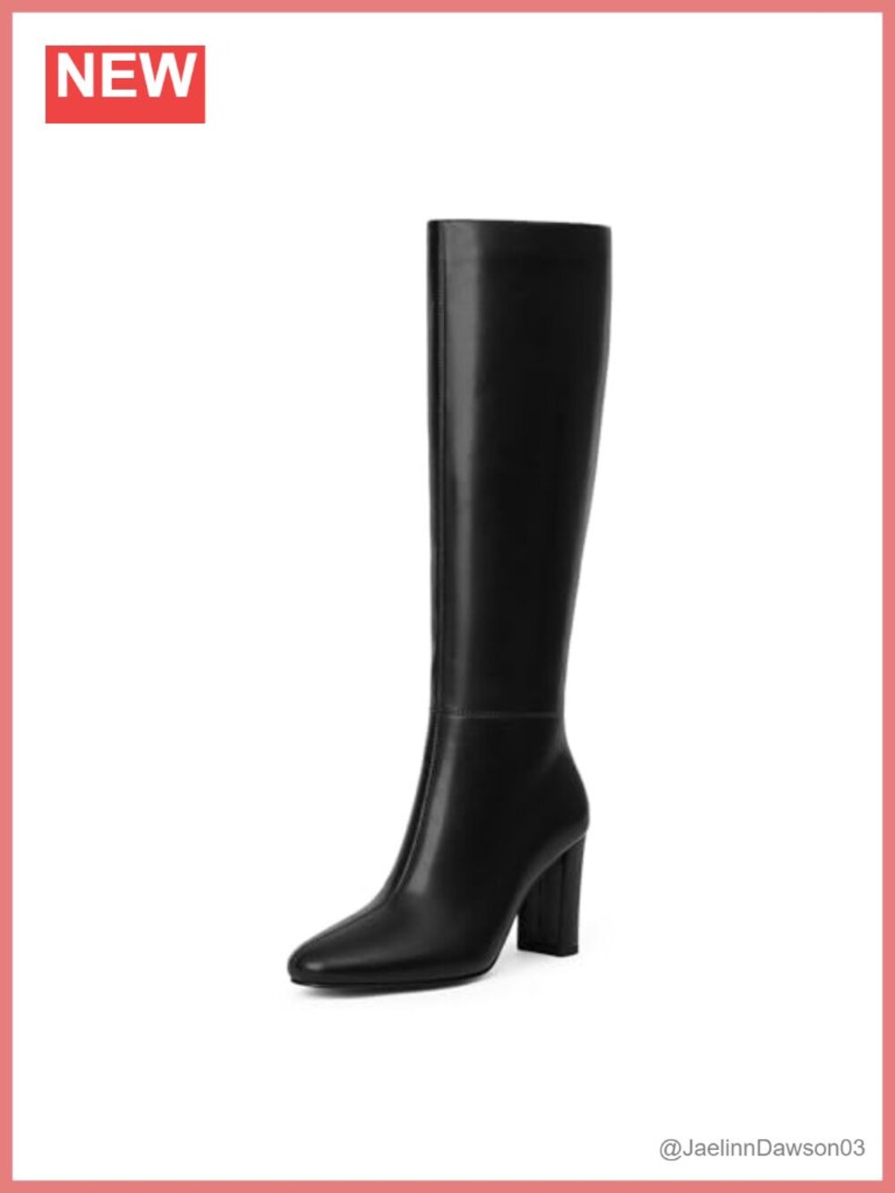 Knee High Boots for Women Chunky Heel Rounded Toe Faux Leather Zipper Block Heel